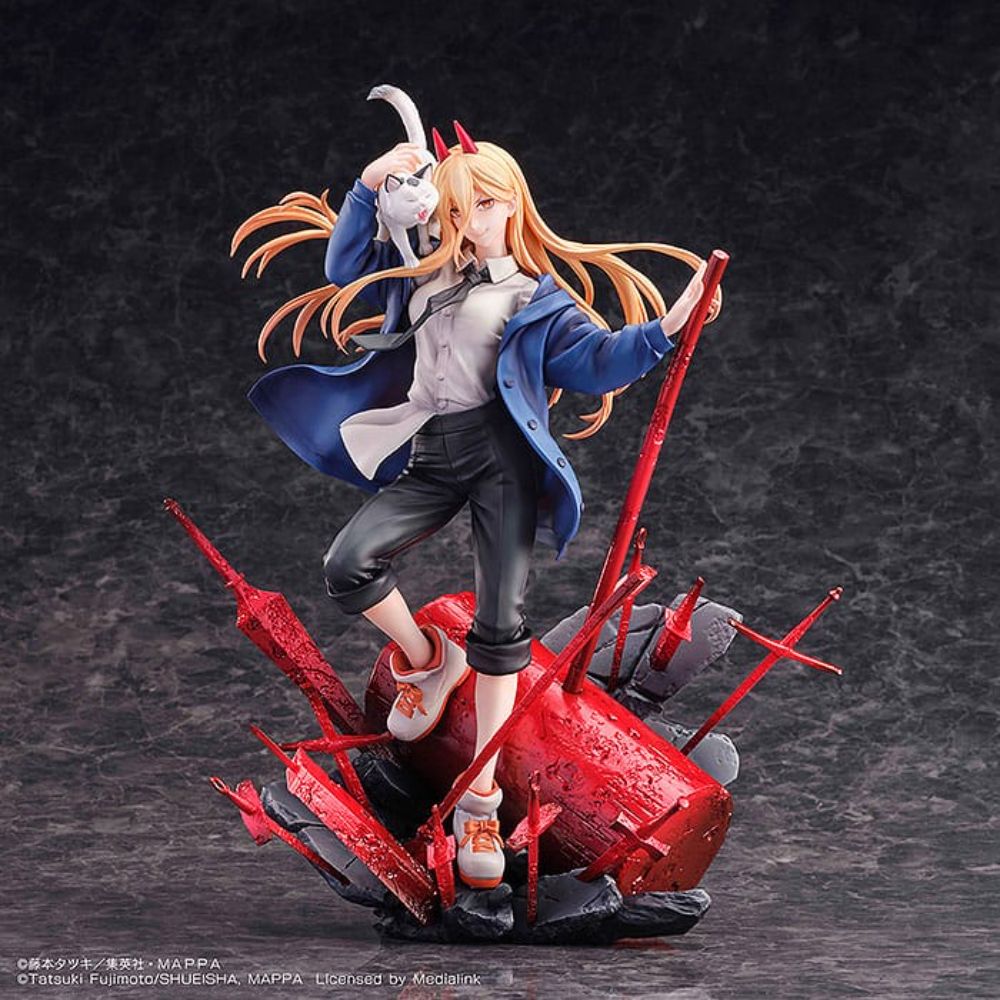 (PRE-VENTA) Figura Chainsaw Man Estatua 1/7 Power & Meowy 28 cm